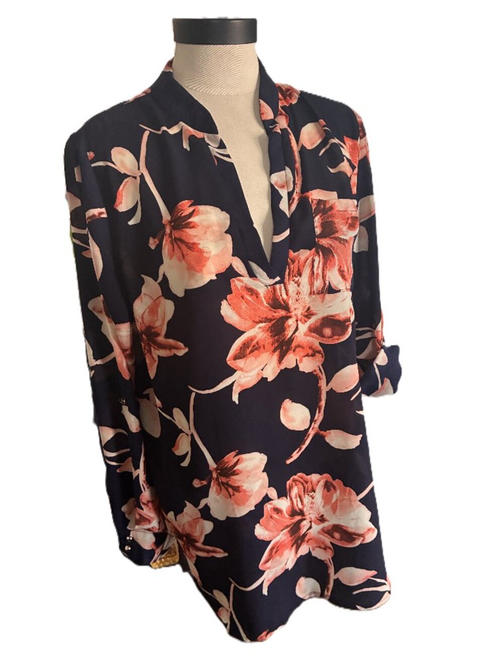 LARA Navy Floral Tunic Long sz M